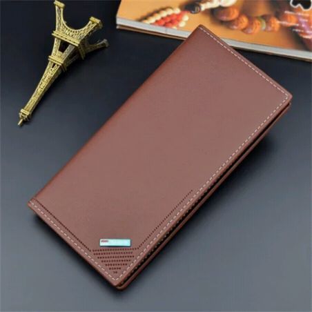 Men's LONG WALLET BROWN PU LEATHER- 0302