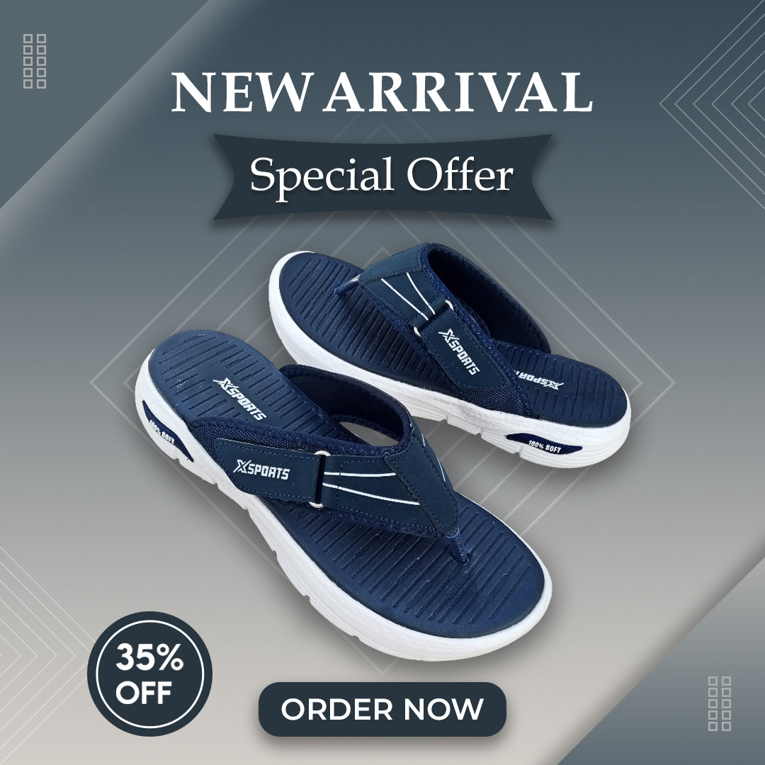 X Sports Luxury Medicated Slippers Blue-038(Made in Thailand)