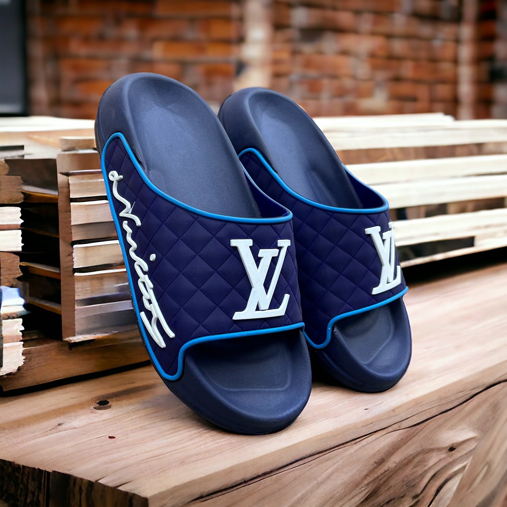 Navy Blue L-V Slides