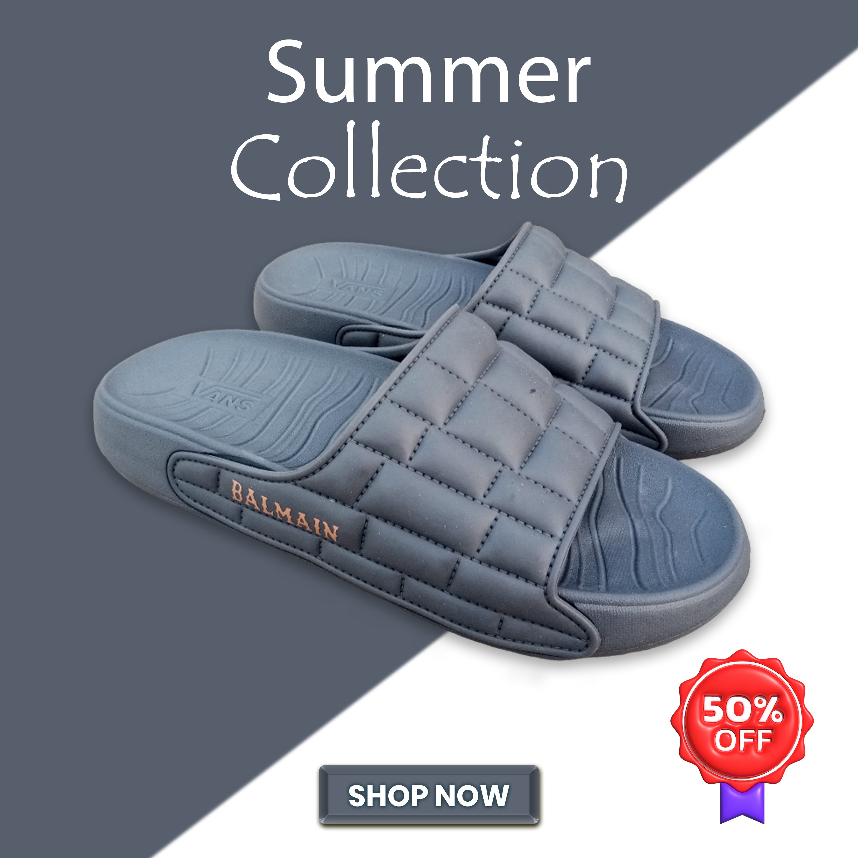 summer feast Grey Medicated slippers -097