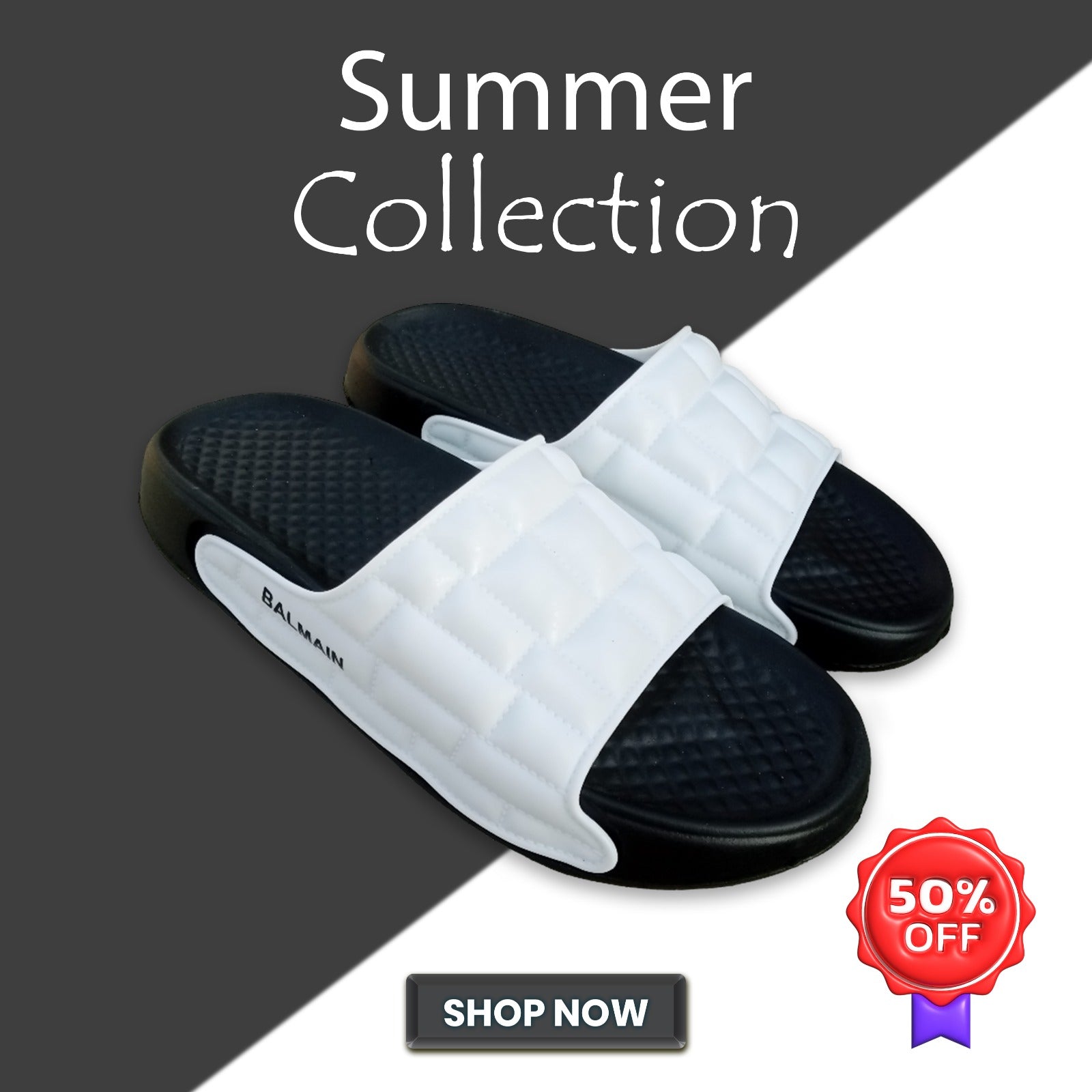 Summer Feast Premium Medicated  Slipper white Black-1225( Made in Turkey)