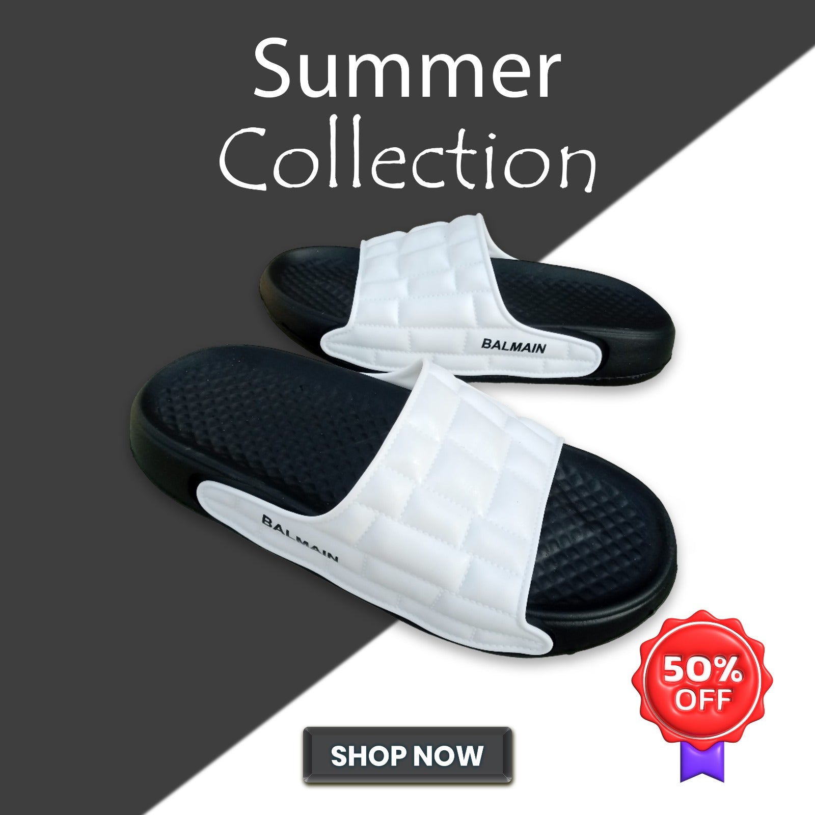 Summer Feast Premium Medicated  Slipper white Black-1225( Made in Turkey)