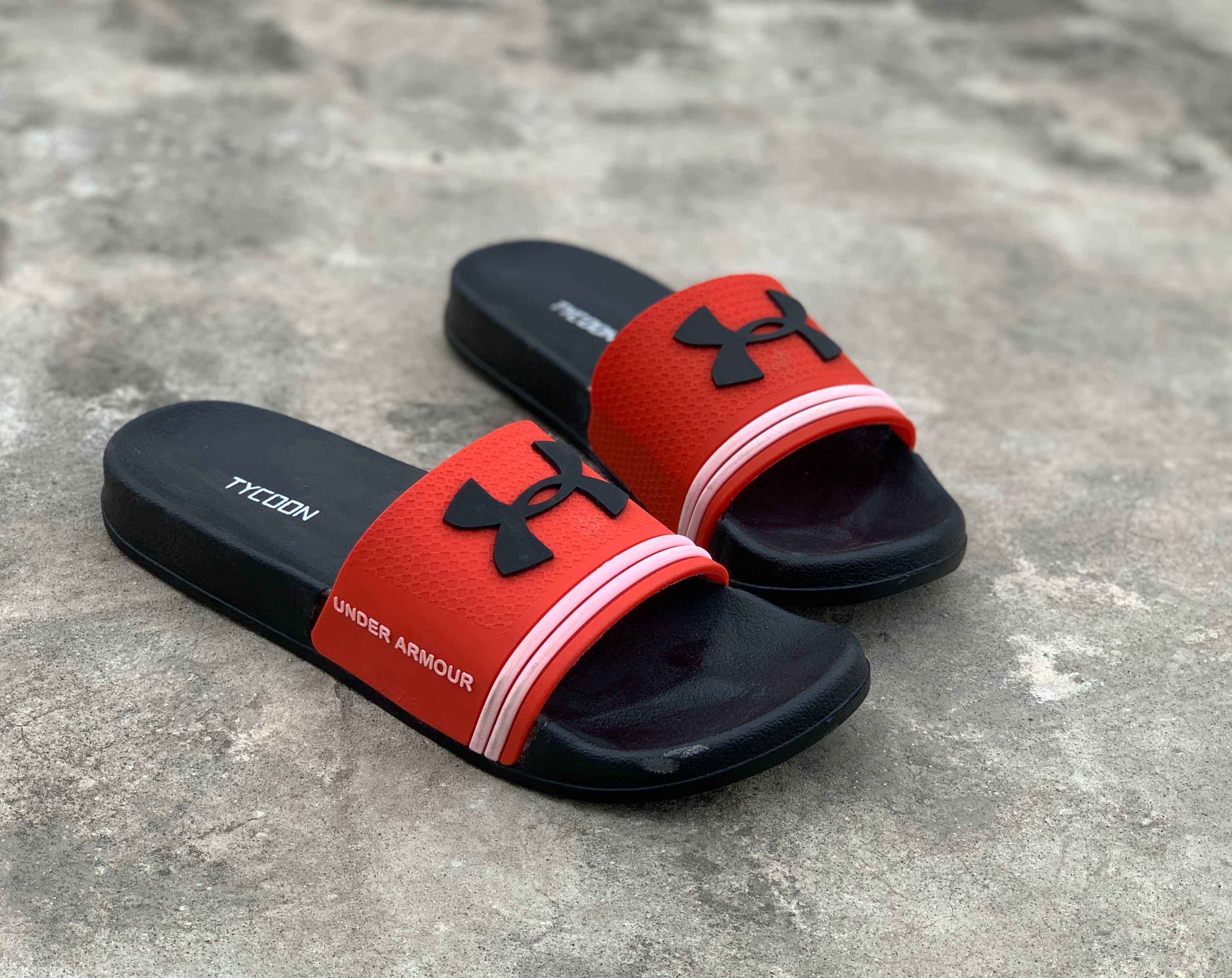 Red Black Und-er Ar-mour  Slides